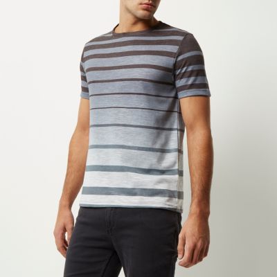 Black faded stripe print t-shirt